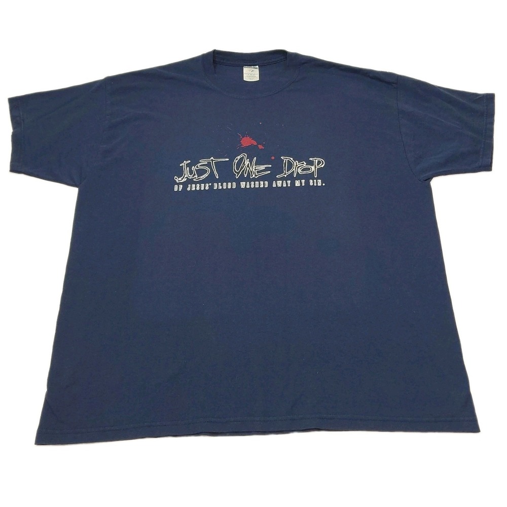 Vtg One Drop Of Jesus Blood Faded Shirt 2XL God Religion Grunge Lord 90s